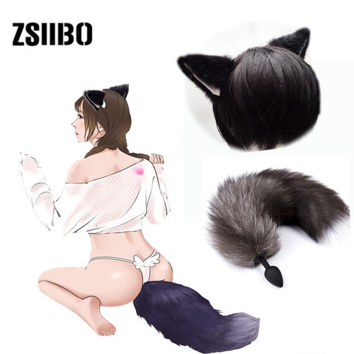 Tail anal plug Silicone Fox Tail Prostate Massager Anal Plug Insert Stopper BDSM Homosexual Animal Tail  For Women Man Couple
