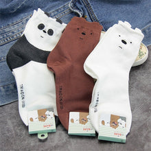 Load image into Gallery viewer, 3 Pairs New Cute We Bare Bears Socks Women Soft Breathable Cotton Socks Ankle-High Casual Socks Fashion Style Cartoon Sock