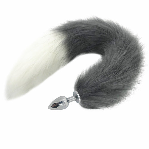 White Fox Tail Large Butt Plug ,Silicone Anal Plug Animal Tail Masturbation Devices,Cosplay Accessories,Crawls Paws ,Role Play