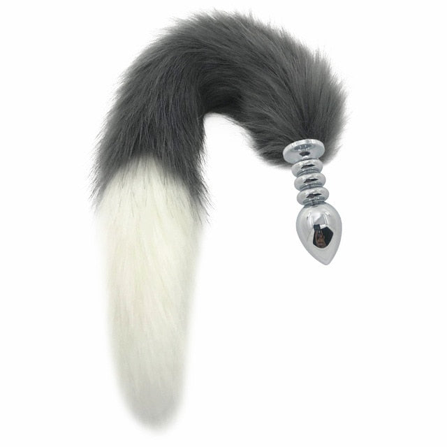 White Fox Tail Large Butt Plug ,Silicone Anal Plug Animal Tail Masturb Patch Stream White Fox Tail Large Butt Plug ,Silicone Anal Plug Animal Tail Masturb Patch Stream